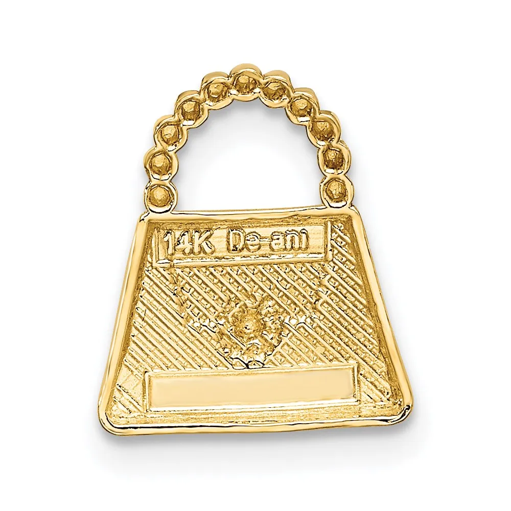 14K and Rhodium Purse Slide Pendant
