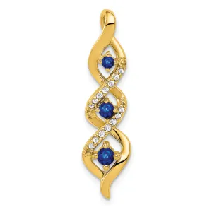 14k Diamond and .26 Sapphire 3-stone Twisted Chain Slide
