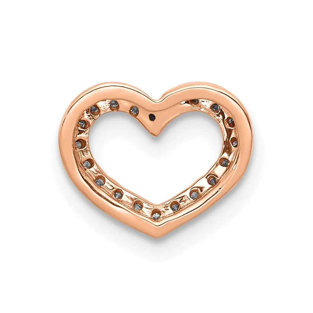 14k Rose Gold 1/15ct. Diamond Heart Chain Slide