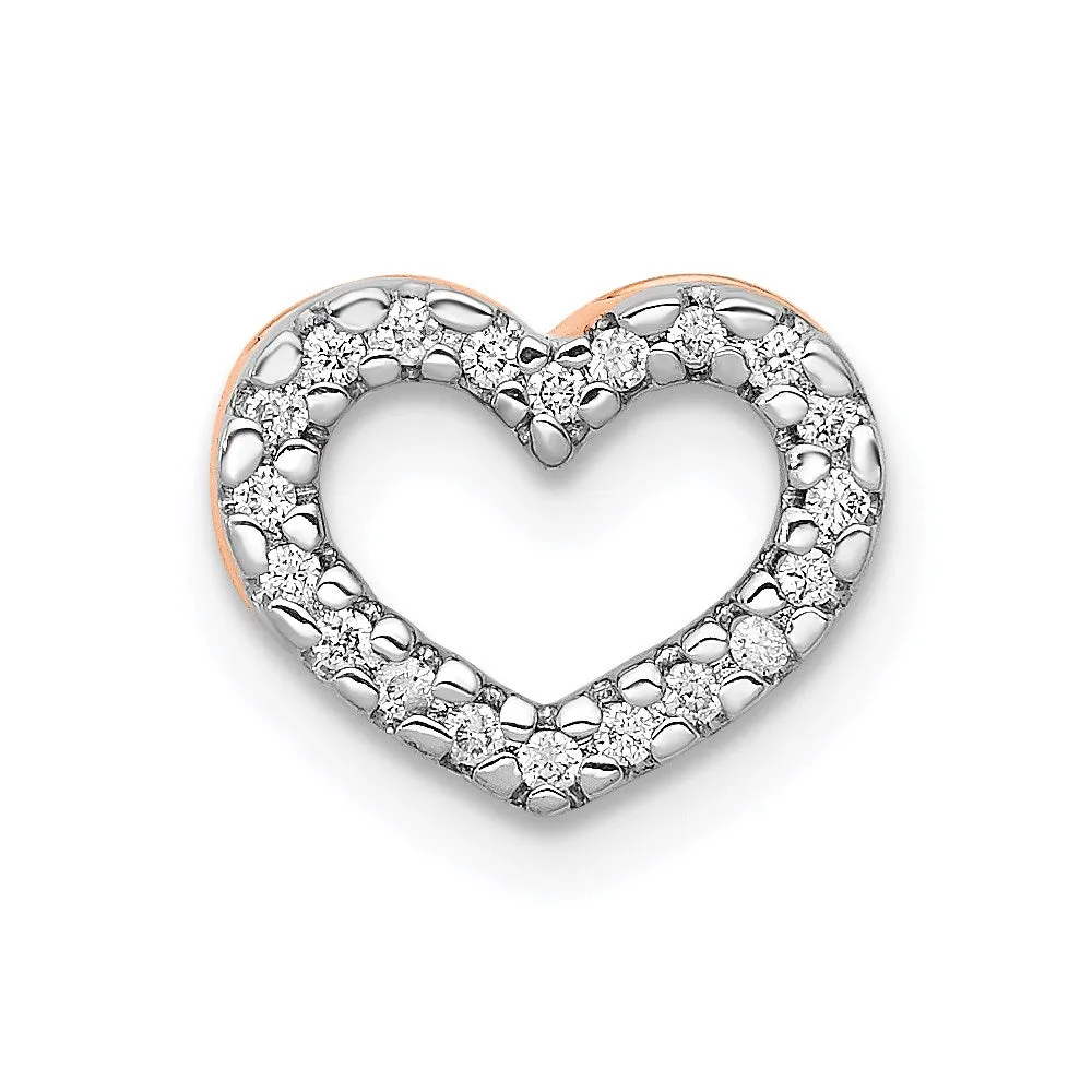 14k Rose Gold 1/15ct. Diamond Heart Chain Slide