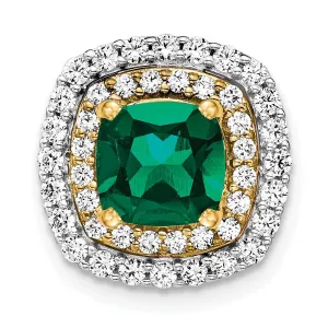14k Two-Tone Lab Grown Diamond & Created Emerald Pendant