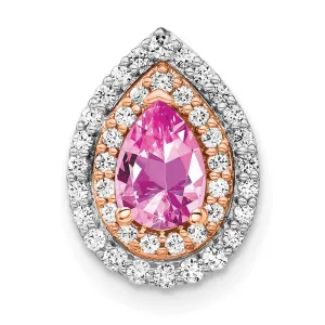 14k Two-Tone Lab Grown Diamond & Created Pink Sapphire Pendant