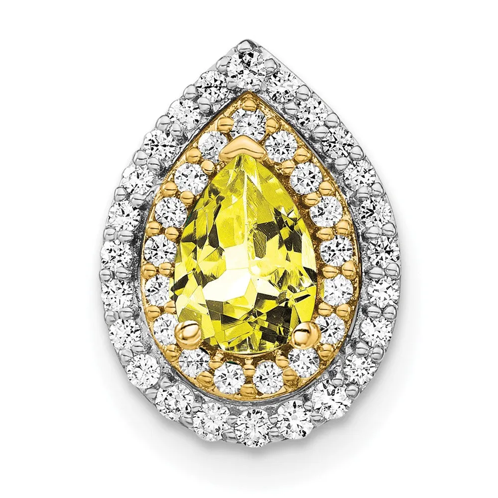 14k Two-Tone Lab Grown Diamond & Created Yellow Sapphire Pendant