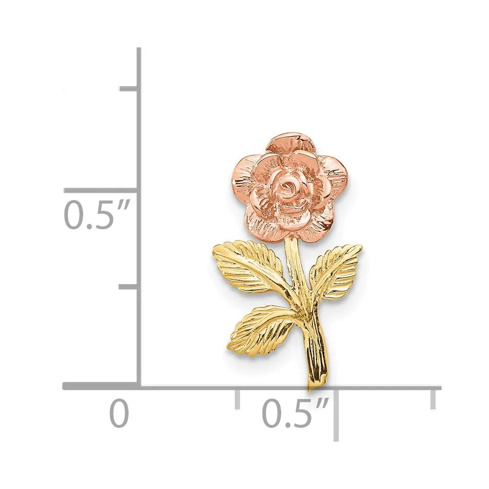 14k Two-tone Mini Pink Rose Flower Chain Slide