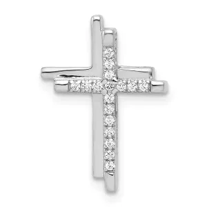 14k White Gold 1/10ct. Diamond Double Cross Chain Slide