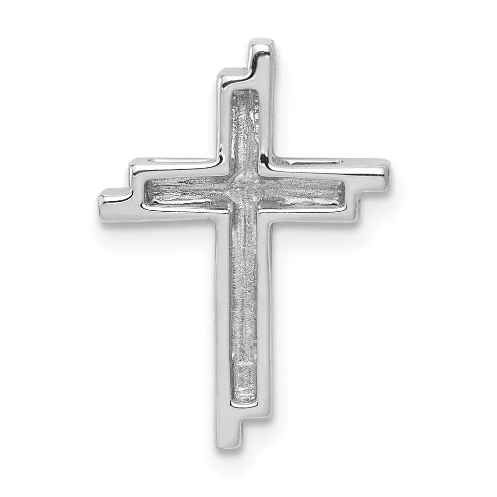 14k White Gold 1/10ct. Diamond Double Cross Chain Slide