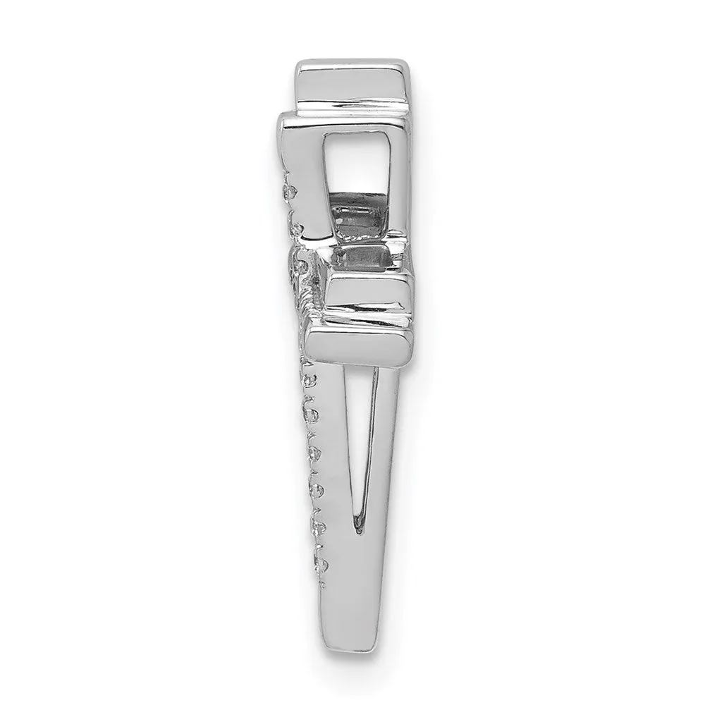 14k White Gold 1/10ct. Diamond Double Cross Chain Slide