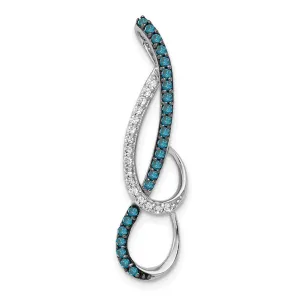14k White Gold 1/4ct. Blue and White Diamond Fancy Chain Slide