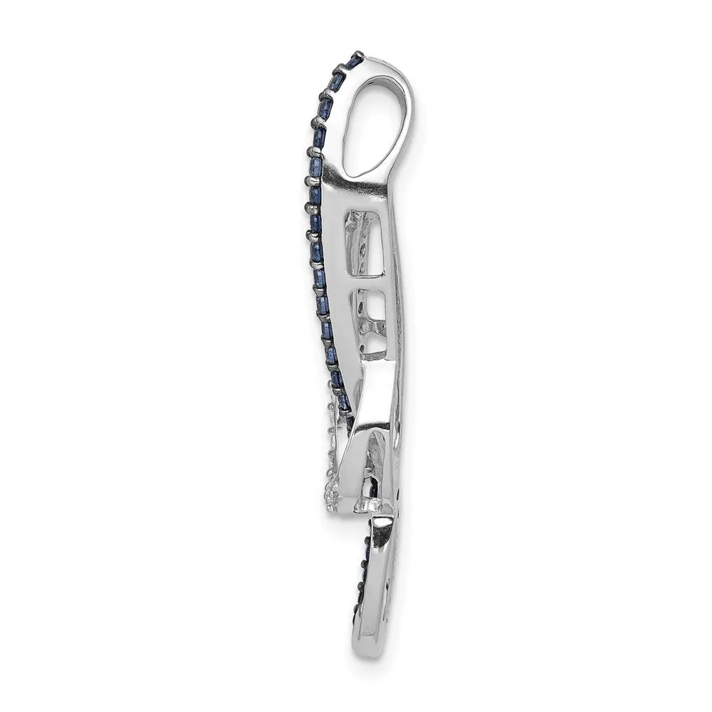 14k White Gold 1/4ct. Blue and White Diamond Fancy Chain Slide