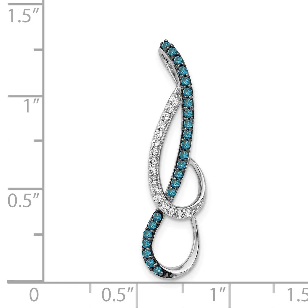 14k White Gold 1/4ct. Blue and White Diamond Fancy Chain Slide