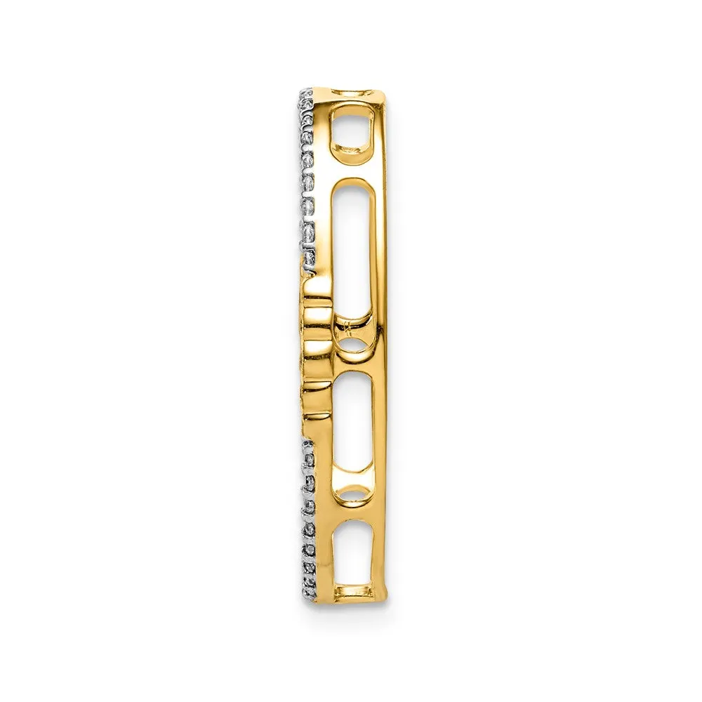14k White Gold 1/4ct. Diamond Oval Chain Slide