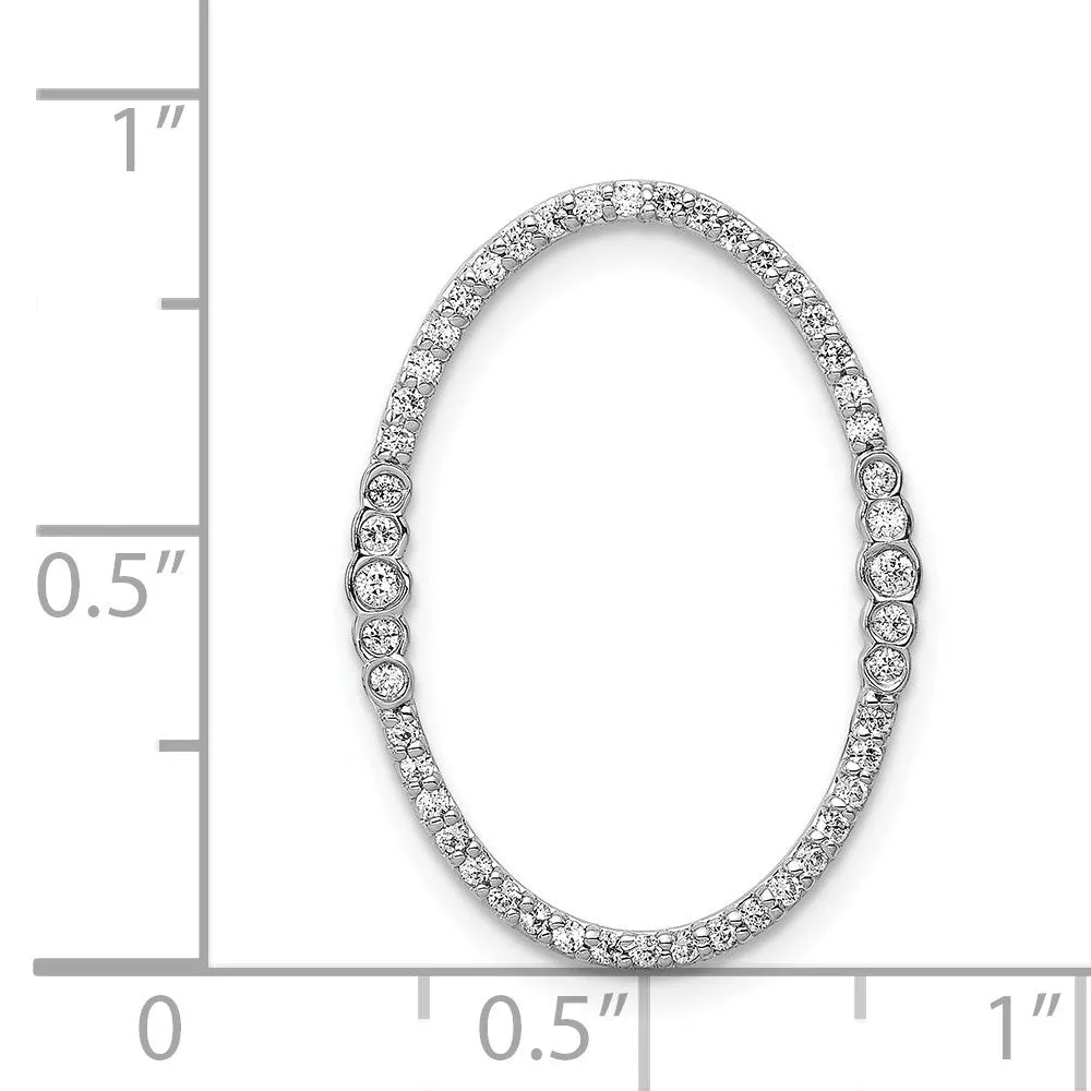 14k White Gold 1/4ct. Diamond Oval Chain Slide