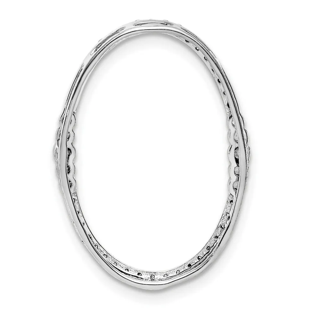 14k White Gold 1/4ct. Diamond Oval Chain Slide