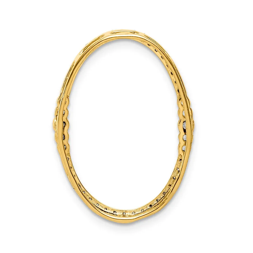 14k White Gold 1/4ct. Diamond Oval Chain Slide