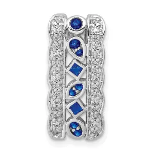 14k White Gold 1/5ct. Diamond and .17 Sapphire Fancy Chain Slide