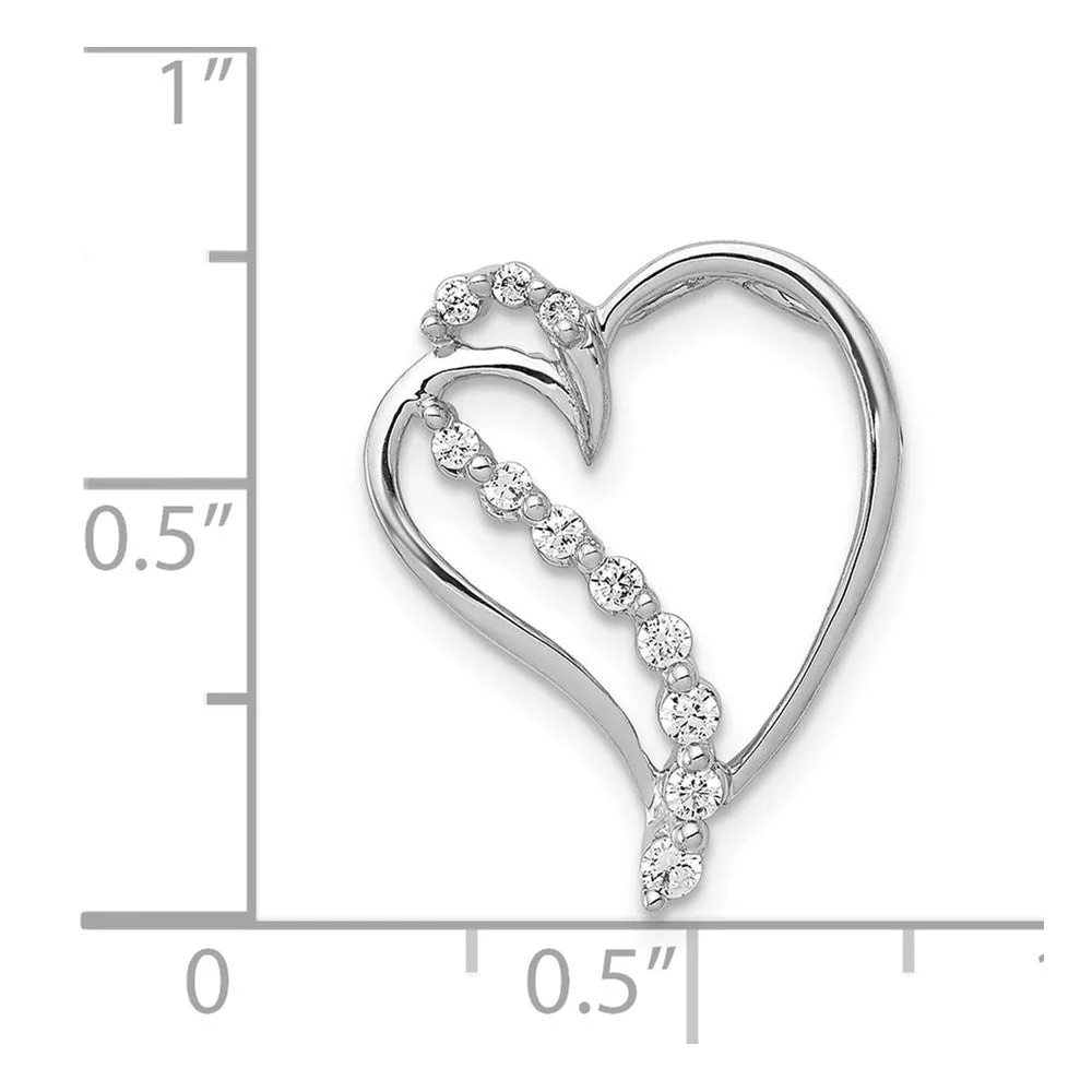 14k White Gold 1/6ct. Diamond Heart Chain Slide