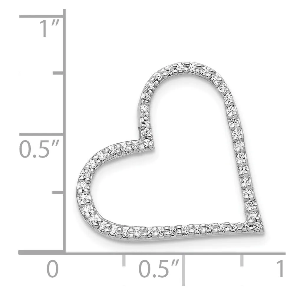 14k White Gold 1/6ct. Diamond Heart Chain Slide