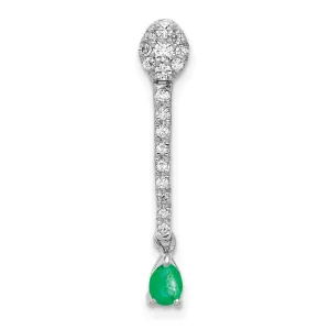 14k White Gold Diamond and Teardrop Emerald Fancy Pendant