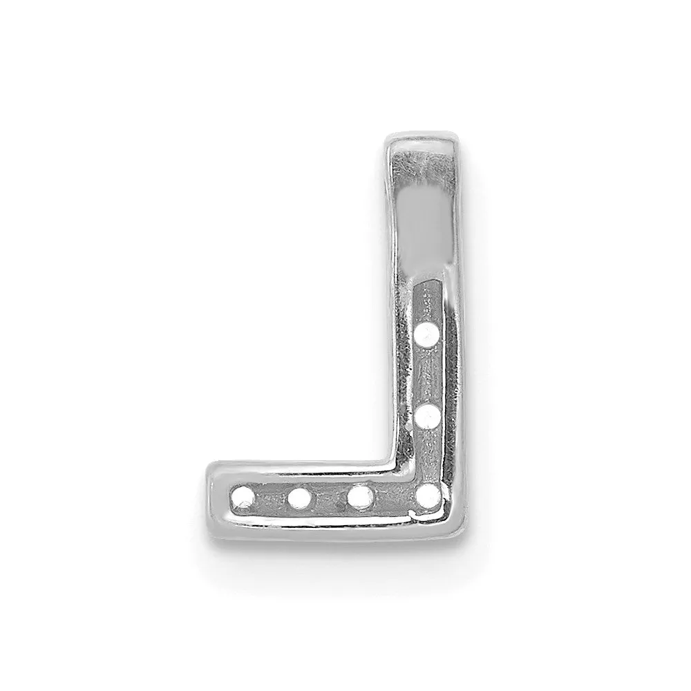 14k White Gold White Gold Diamond Letter L Initial Charm