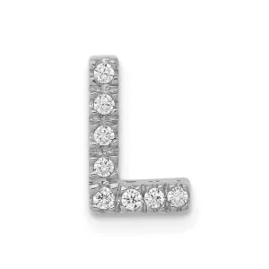 14k White Gold White Gold Diamond Letter L Initial Charm