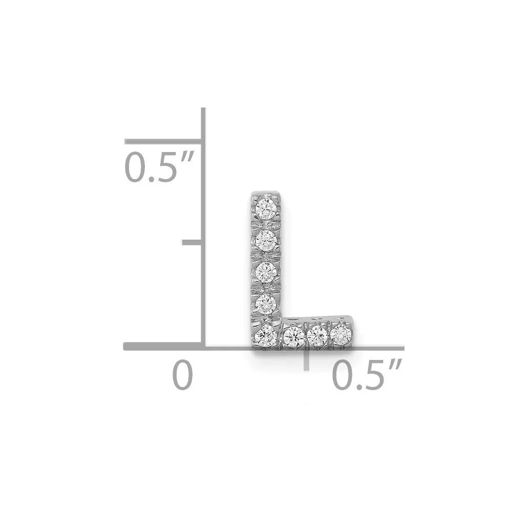 14k White Gold White Gold Diamond Letter L Initial Charm