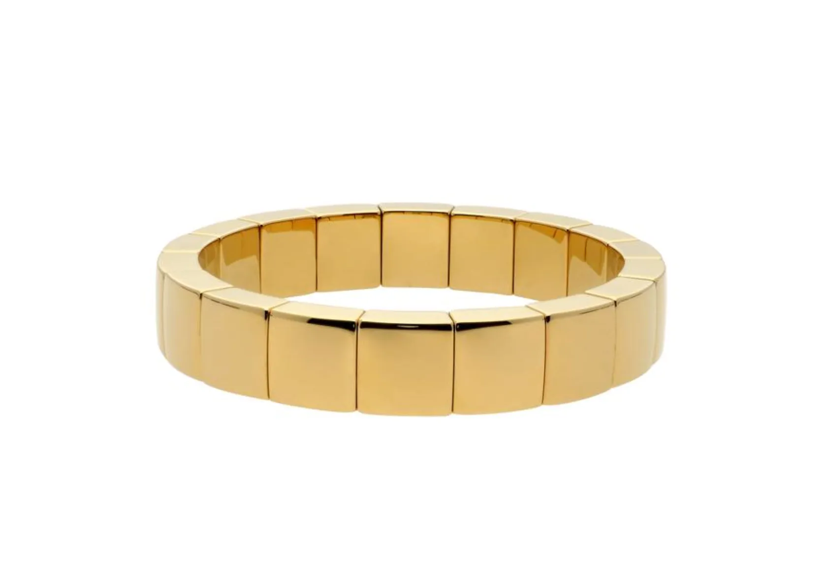 18k Yellow Gold Overlay Square Stretch Bracelet