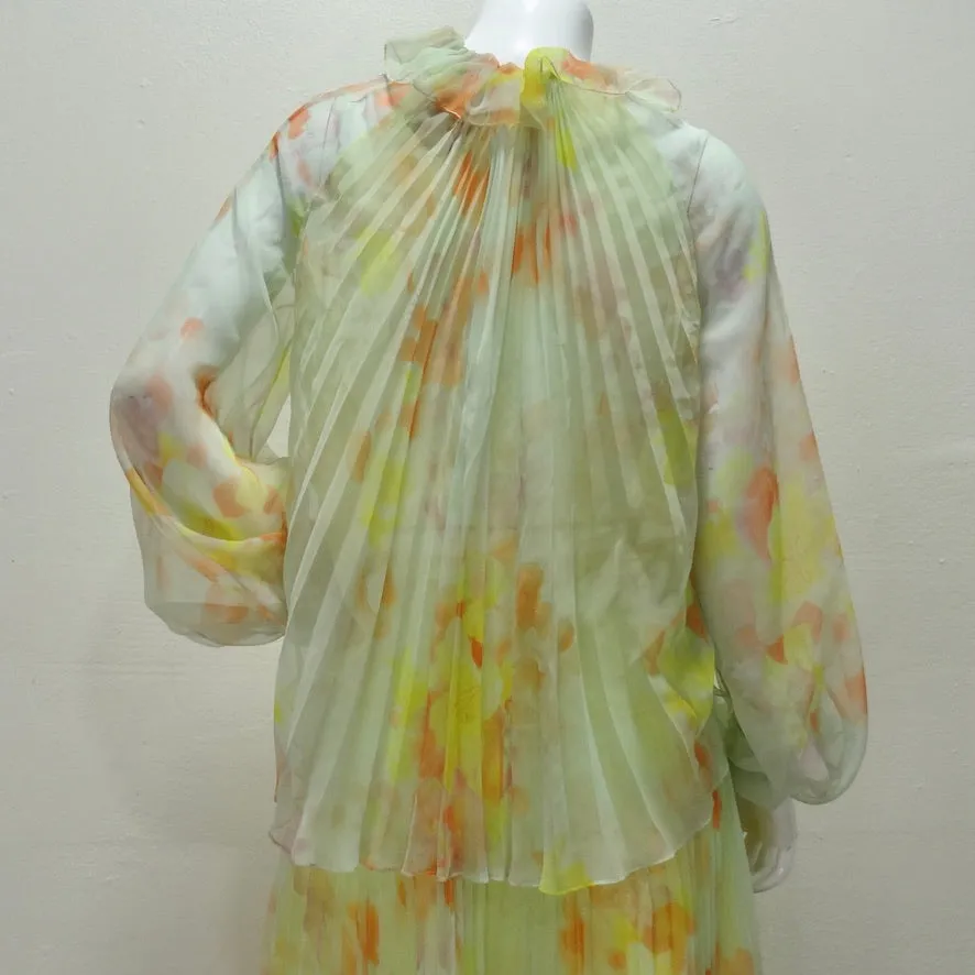 1960s Malcolm Starr Floral Chiffon Set