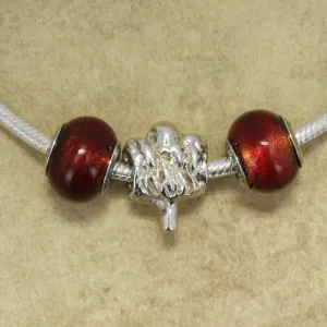 925 Sterling Silver Cotton Boll Slide Charm Bracelet