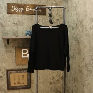 A New Day Women's Dolman Long Sleeve Boat Neck Rib Knit T-Shirt Black Large