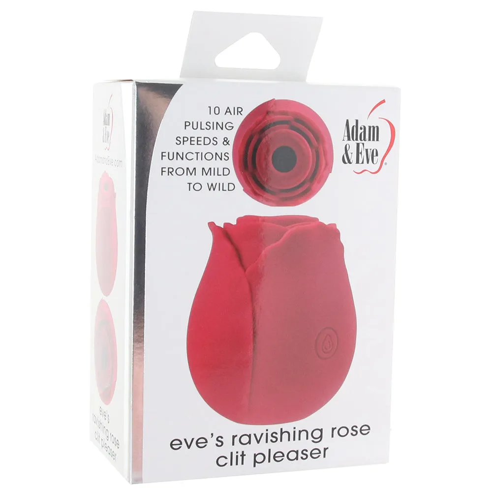 Adam & Eve Eve's Ravishing Rose Clit Pleaser Rechargeable Silicone Clitoral Stimulator Red