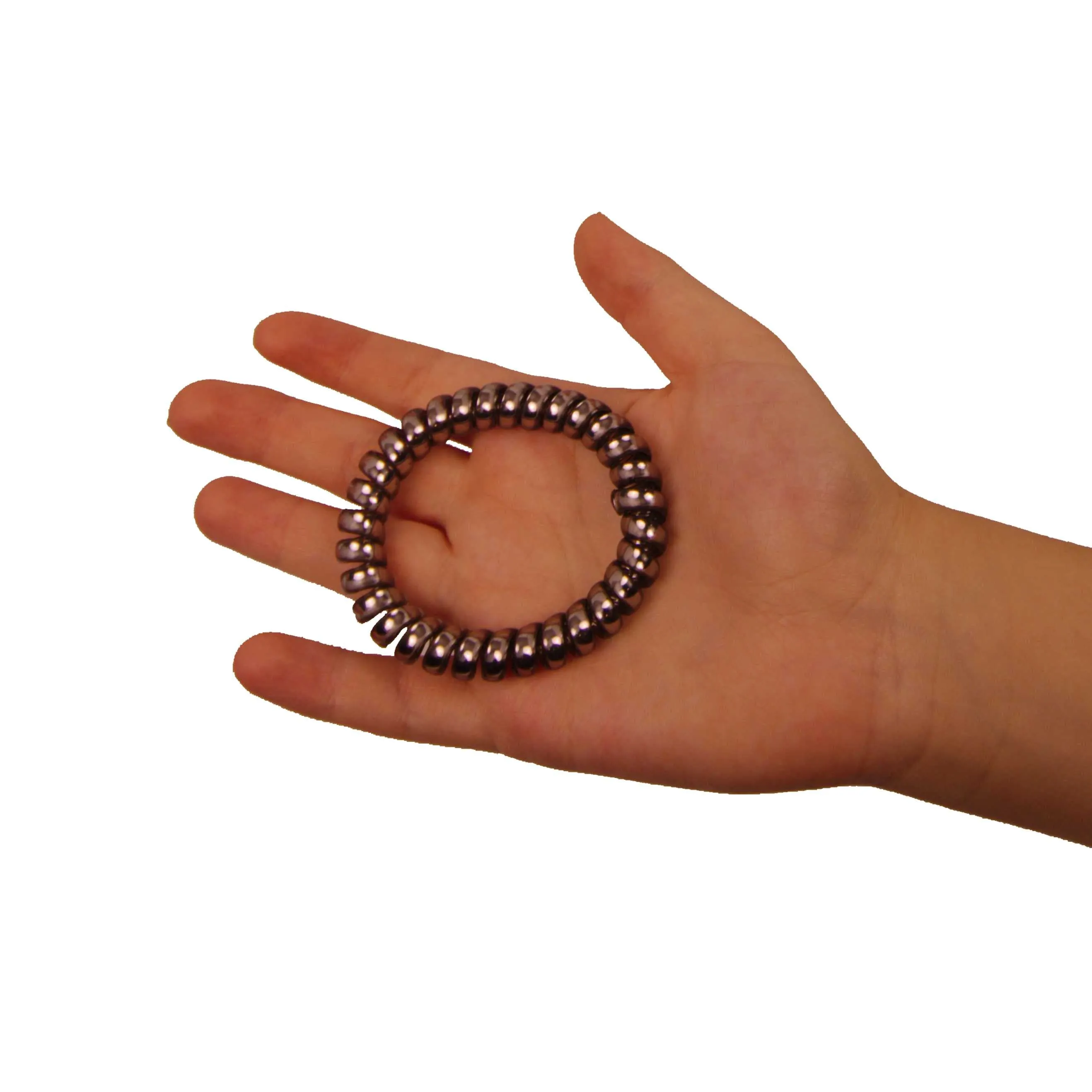 Amelia Beauty Products 8 Large Smooth Shiny Center Elastic Hair Coils, 2. 5in Diameter Thick Spiral Hair Ties, Gentle on Hair, Strong Hold and Minimizes Dents and Creases, Brown, Gray and Black Mix