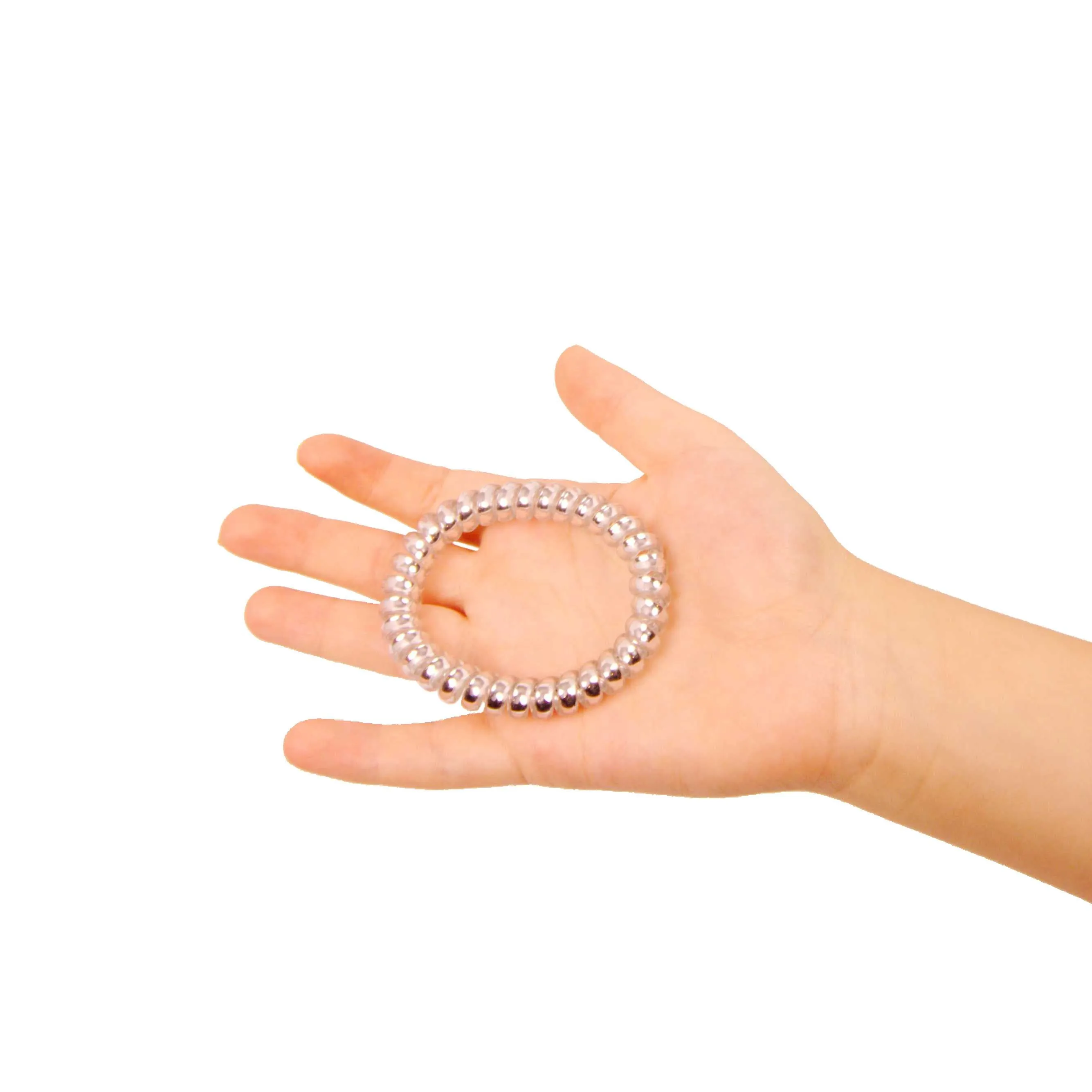 Amelia Beauty Products 8 Large Smooth Shiny Center Elastic Hair Coils, 2. 5in Diameter Thick Spiral Hair Ties, Gentle on Hair, Strong Hold and Minimizes Dents and Creases, Pink