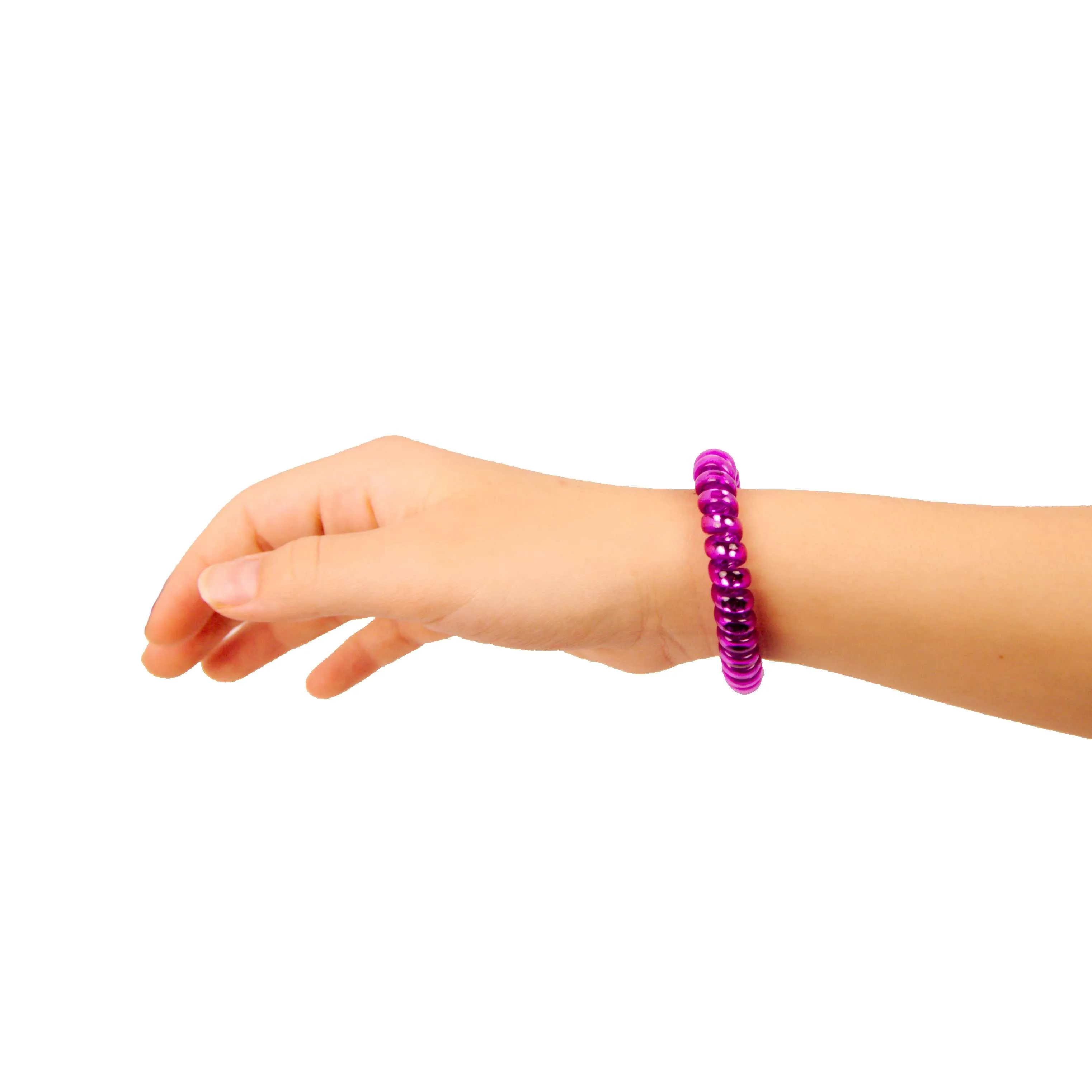 Amelia Beauty Products 8 Large Smooth Shiny Center Elastic Hair Coils, 2. 5in Diameter Thick Spiral Hair Ties, Gentle on Hair, Strong Hold and Minimizes Dents and Creases, Purple