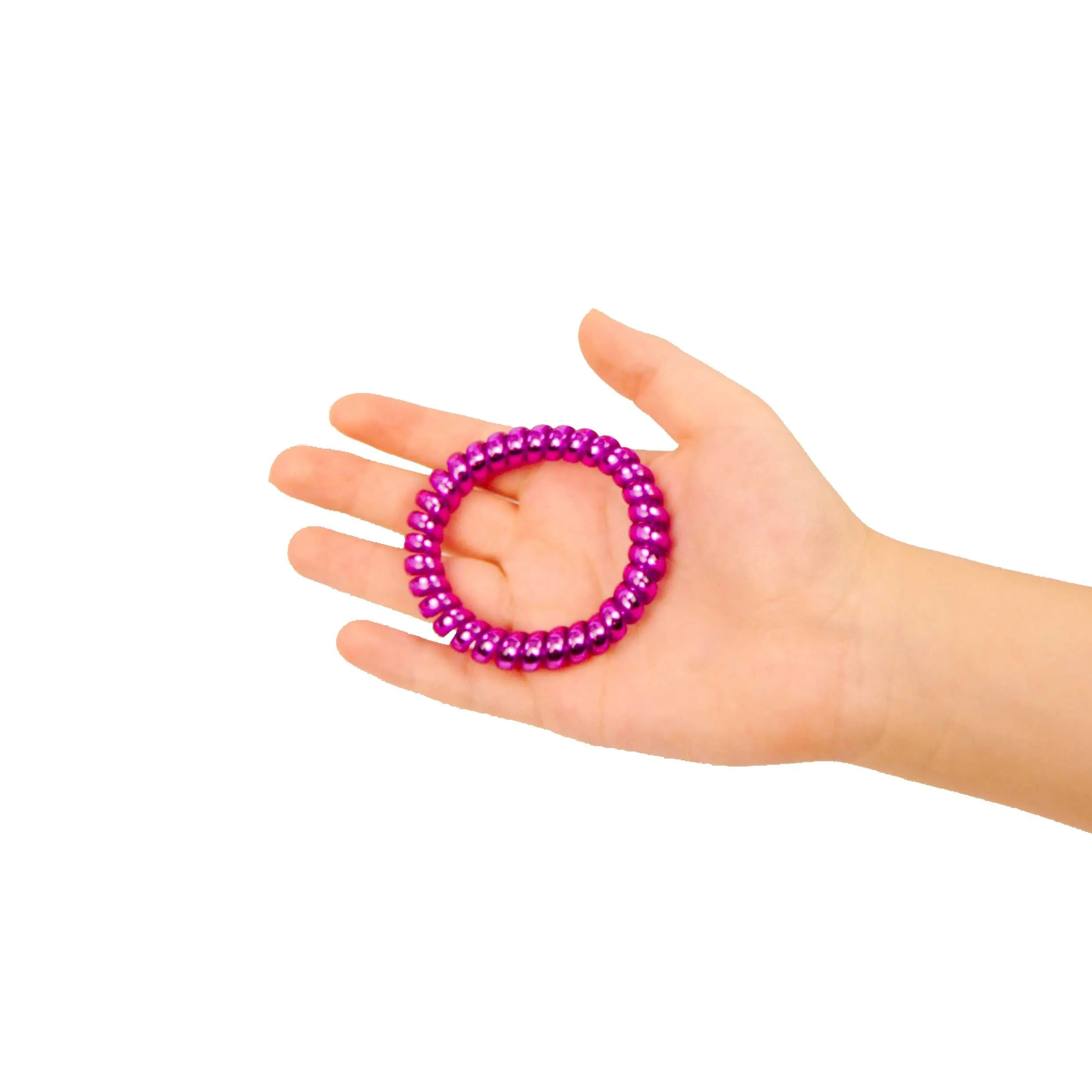 Amelia Beauty Products 8 Large Smooth Shiny Center Elastic Hair Coils, 2. 5in Diameter Thick Spiral Hair Ties, Gentle on Hair, Strong Hold and Minimizes Dents and Creases, Purple