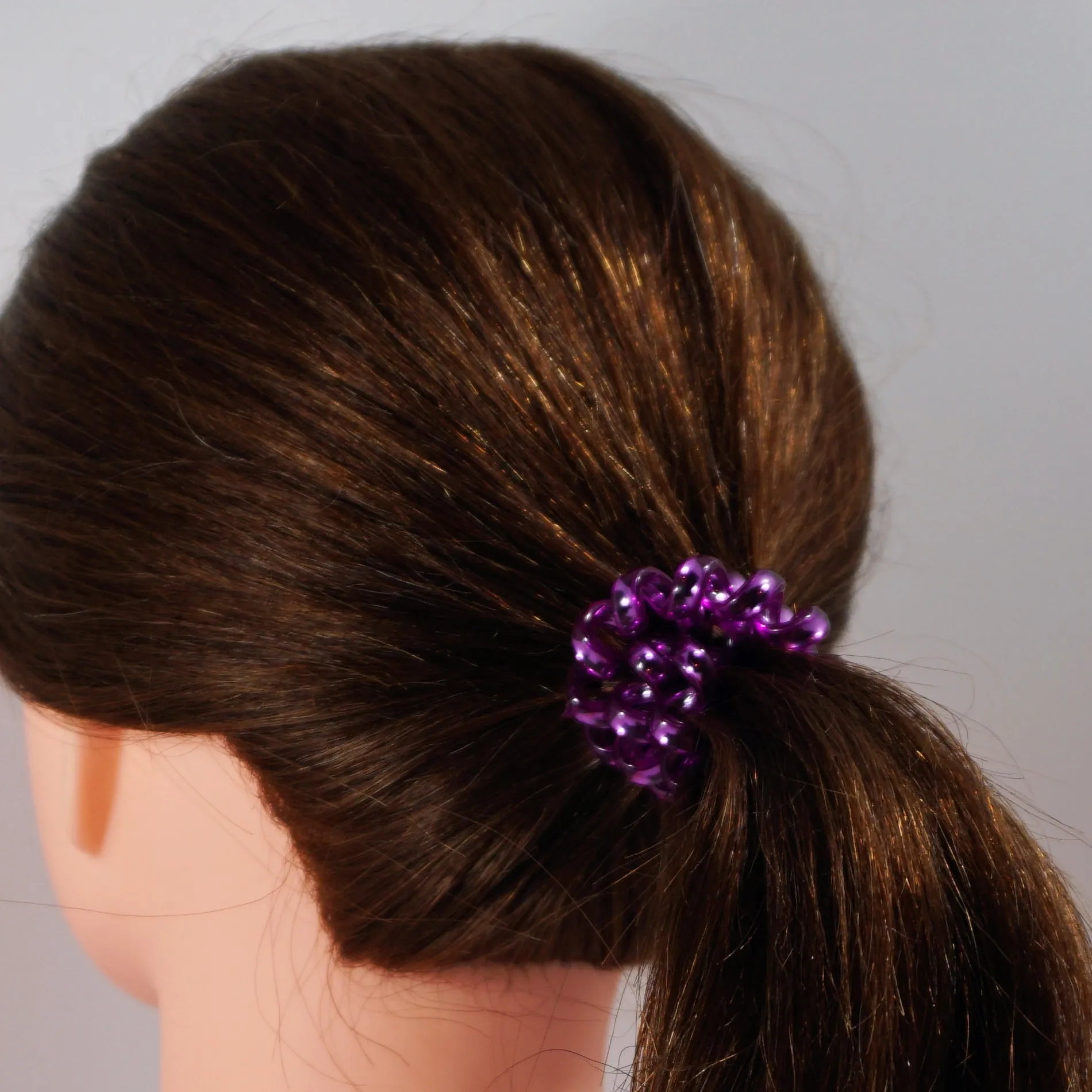 Amelia Beauty Products 8 Large Smooth Shiny Center Elastic Hair Coils, 2. 5in Diameter Thick Spiral Hair Ties, Gentle on Hair, Strong Hold and Minimizes Dents and Creases, Purple