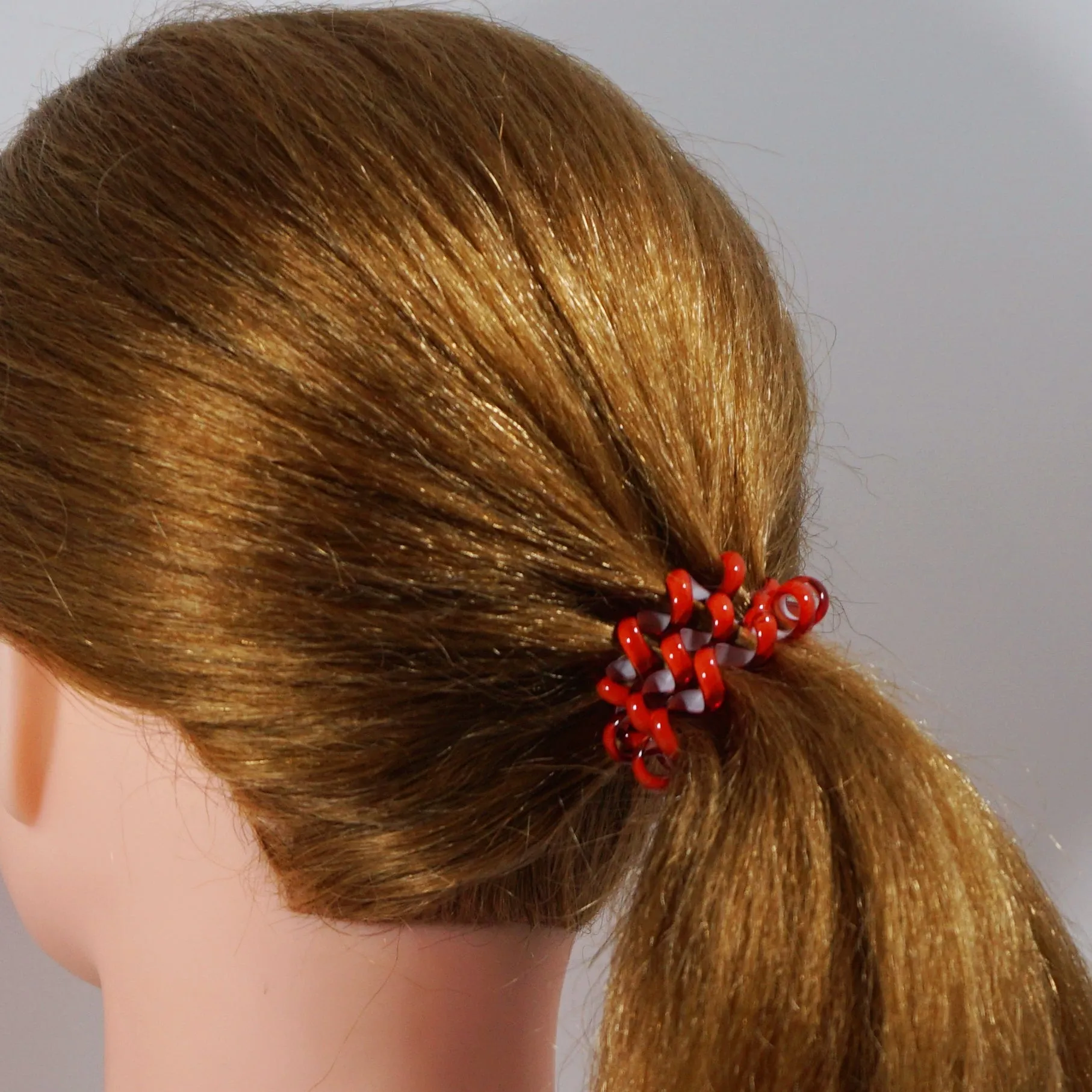 Amelia Beauty Products 8 Medium Elastic Hair Coils, 2.0in Diameter Thick Spiral Hair Ties, Gentle on Hair, Strong Hold and Minimizes Dents and Creases, Red, White and Green Mix