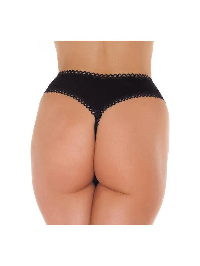 Amorable - Erotische Lingerie - Slipje Met Open Kruis - Zwarte String - One Size