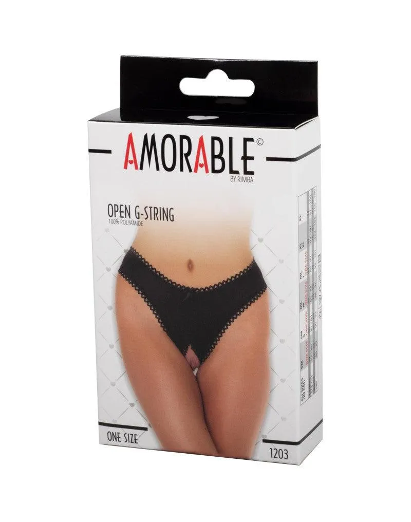 Amorable - Erotische Lingerie - Slipje Met Open Kruis - Zwarte String - One Size