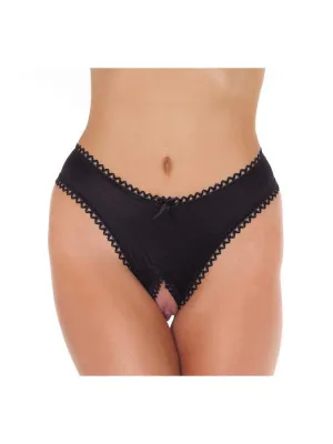 Amorable - Erotische Lingerie - Slipje Met Open Kruis - Zwarte String - One Size