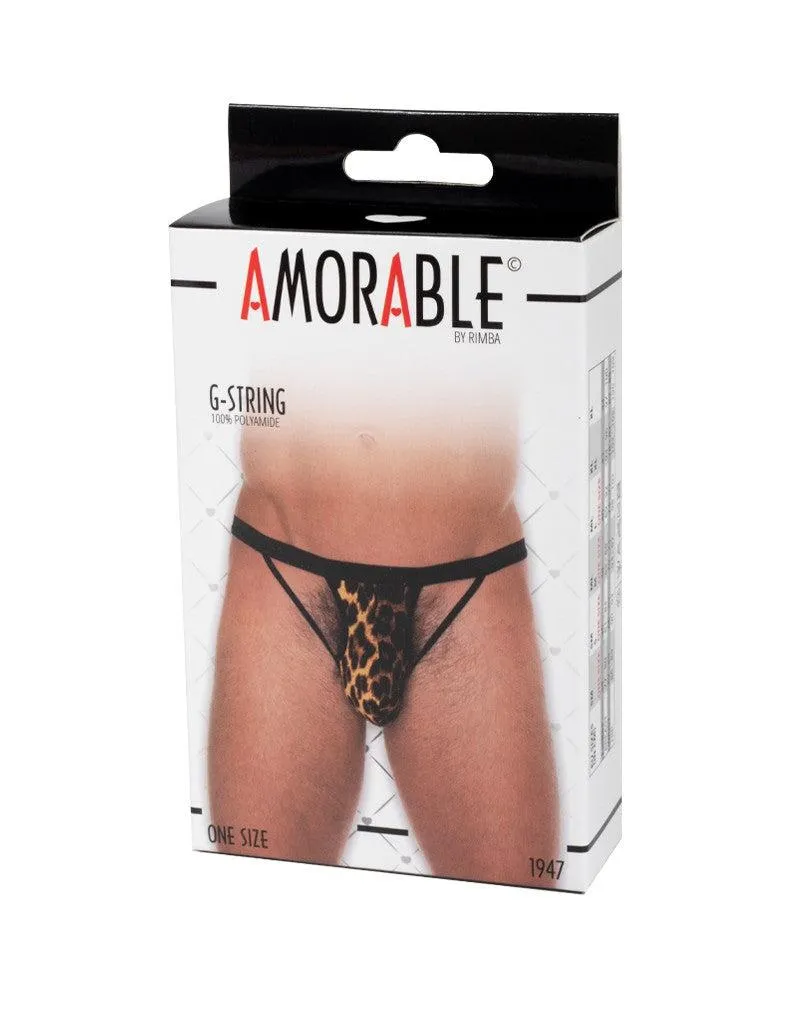 Amorable - Open String Voor Heren - Panterprint - One Size