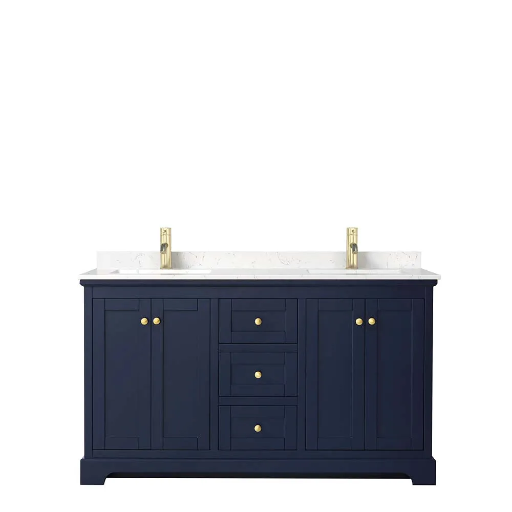 Avery 60 Inch Double Bathroom Vanity in Dark Blue