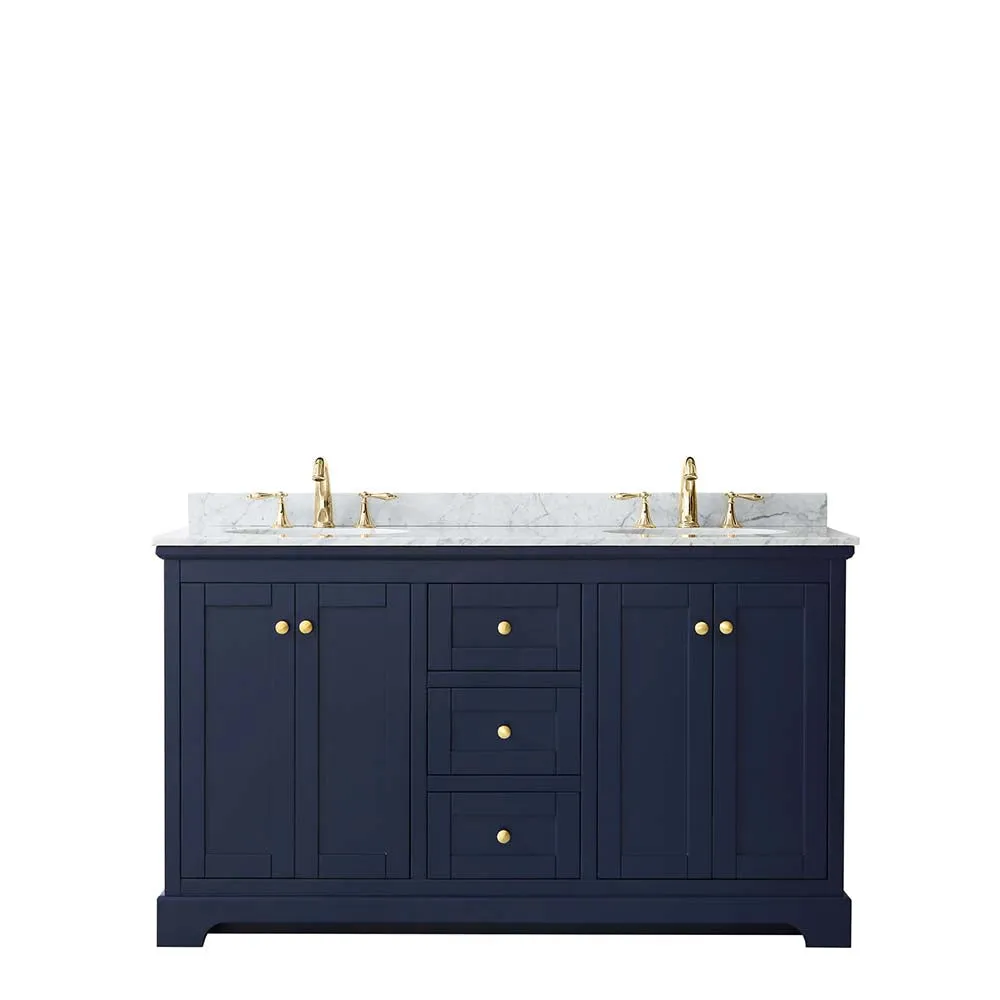 Avery 60 Inch Double Bathroom Vanity in Dark Blue