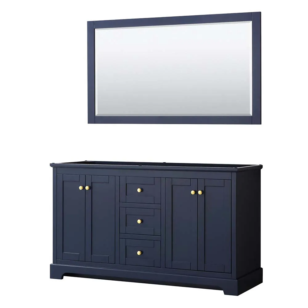 Avery 60 Inch Double Bathroom Vanity in Dark Blue