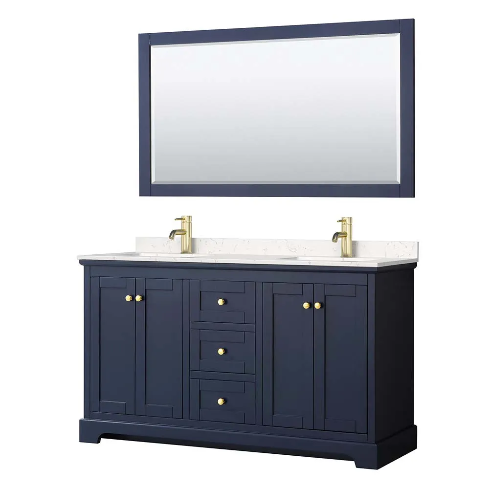 Avery 60 Inch Double Bathroom Vanity in Dark Blue