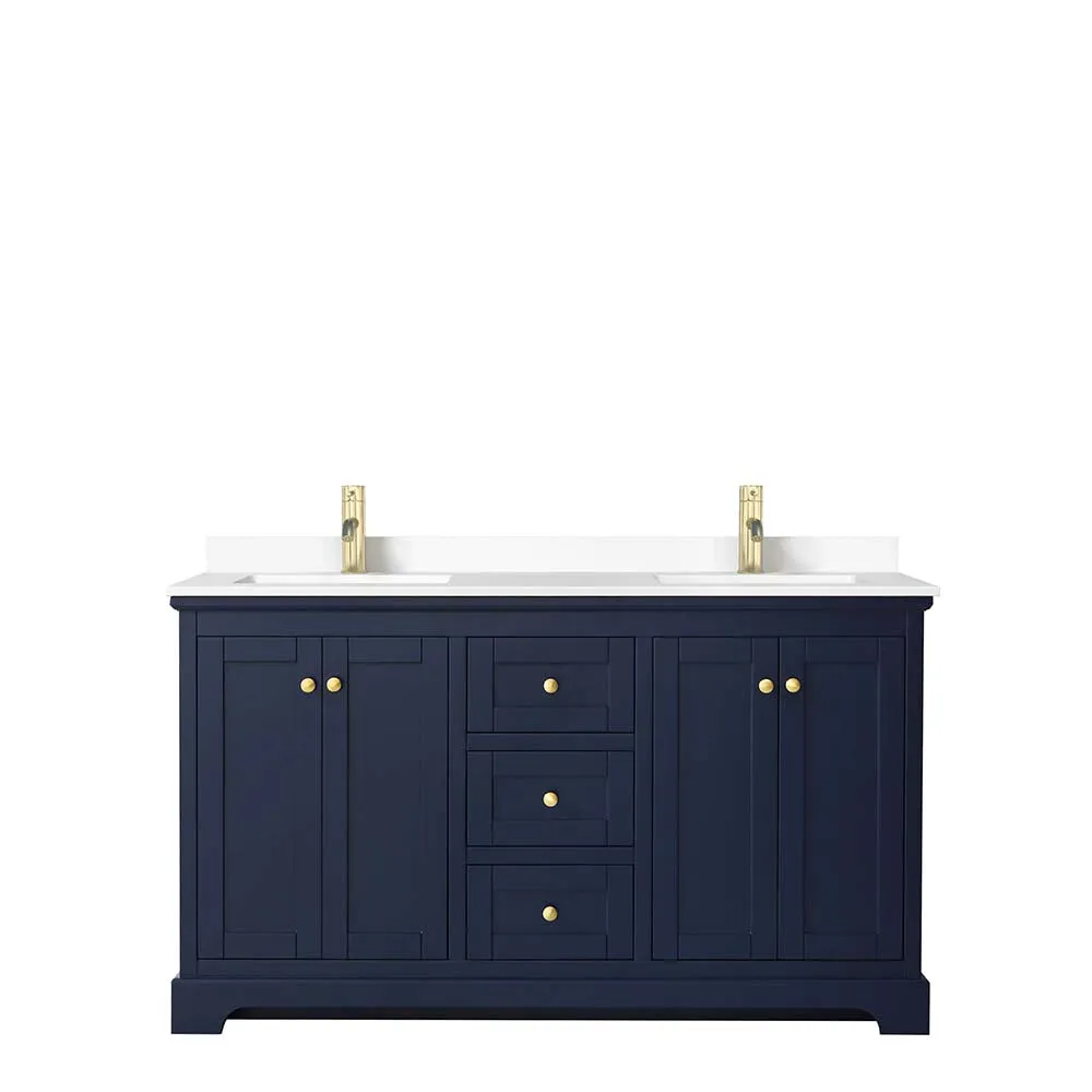 Avery 60 Inch Double Bathroom Vanity in Dark Blue