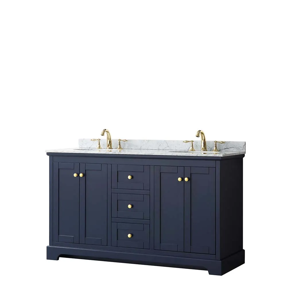 Avery 60 Inch Double Bathroom Vanity in Dark Blue