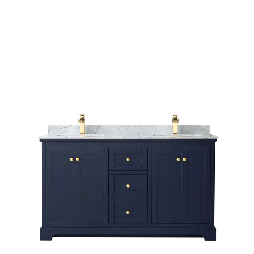 Avery 60 Inch Double Bathroom Vanity in Dark Blue