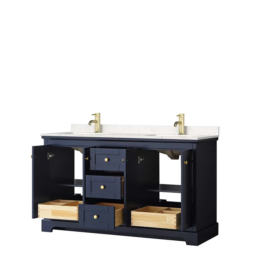 Avery 60 Inch Double Bathroom Vanity in Dark Blue