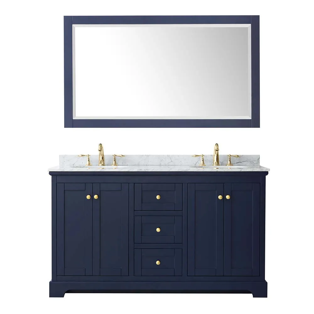 Avery 60 Inch Double Bathroom Vanity in Dark Blue