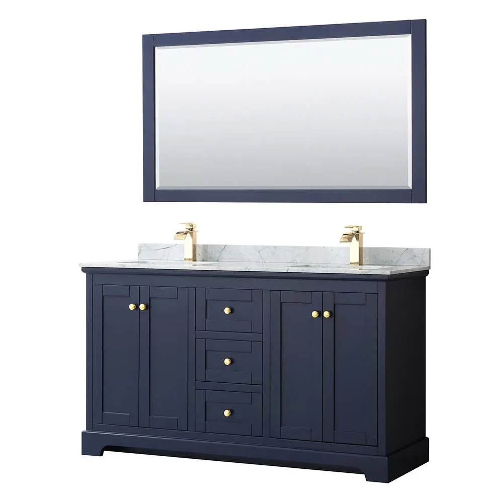 Avery 60 Inch Double Bathroom Vanity in Dark Blue